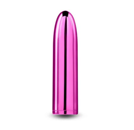 NS Novelties Chrome Petite Bullet Vibrator Pink in sleek, shiny pink design for discreet pleasure.