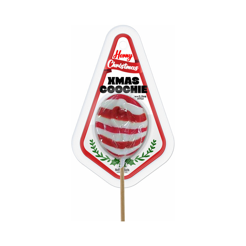 Horny Christmas X-mas Coochie Pop Candy with playful design for festive adult humor.