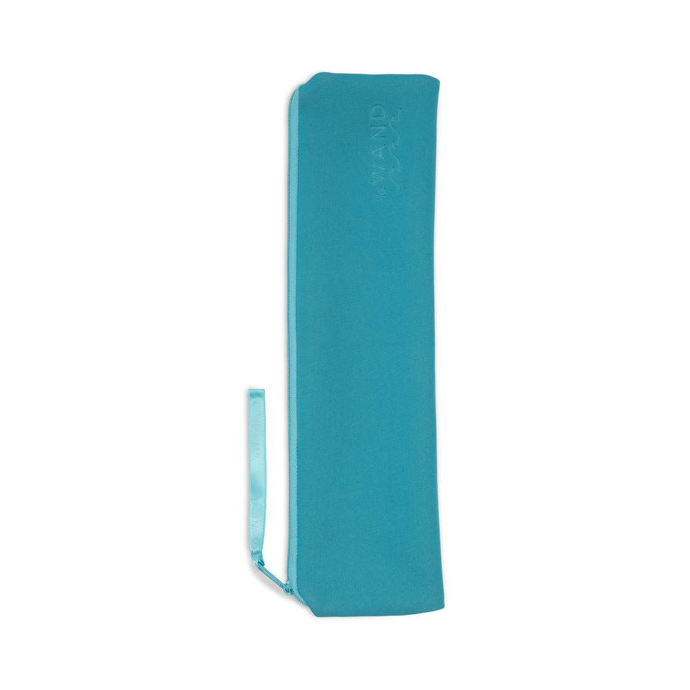 Le Wand Dive Submersible Vibrating Massager Seashell storage pouch in teal color