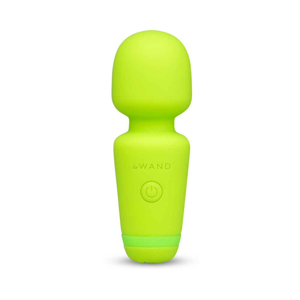 Le Wand Essentials Mini Wand Vibe Pocket-sized Vibrator in vibrant green color with a compact design.