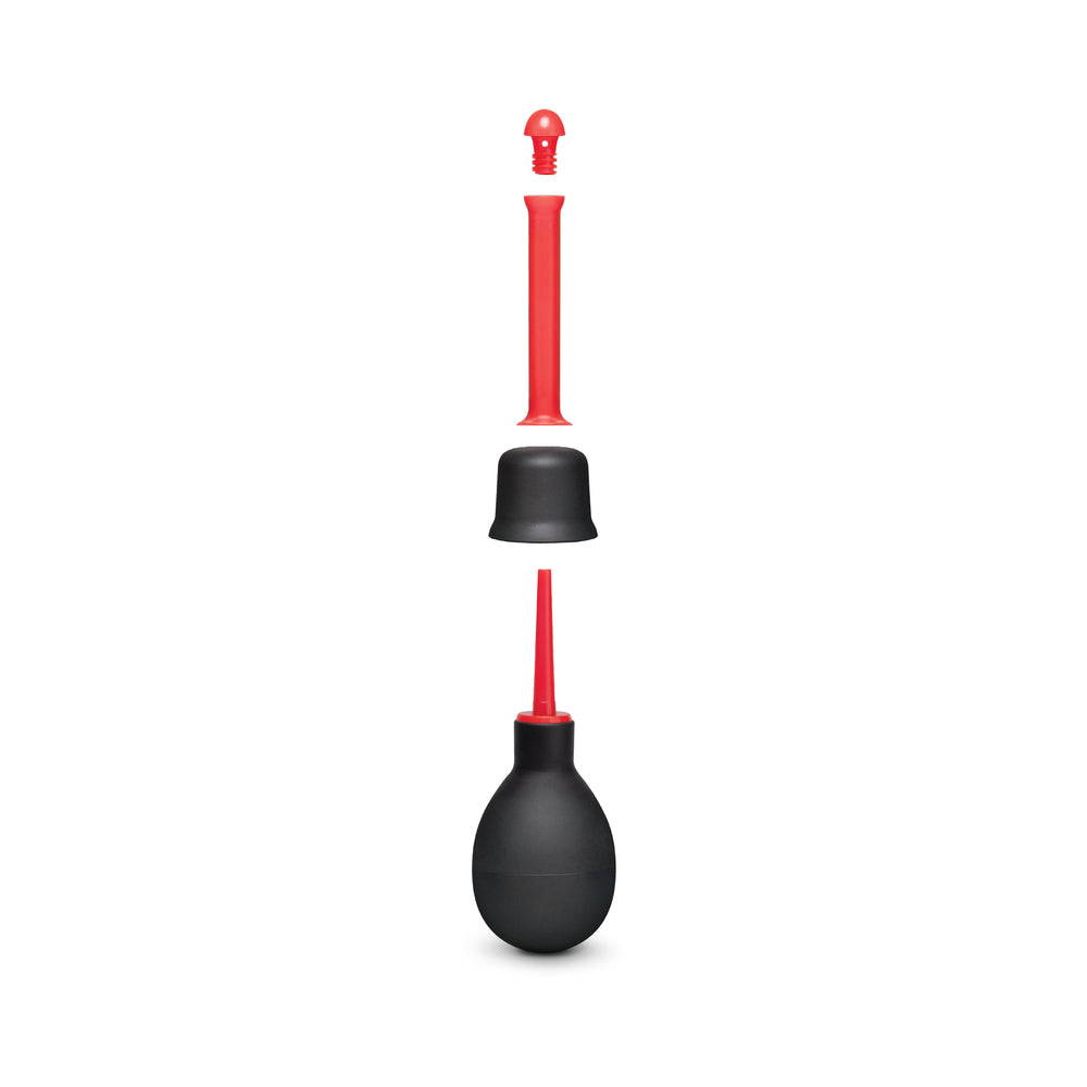 b-Vibe Essentials Mini Travel Enema Set 30 ml includes a squeezable bulb and flexible heads for anal hygiene.