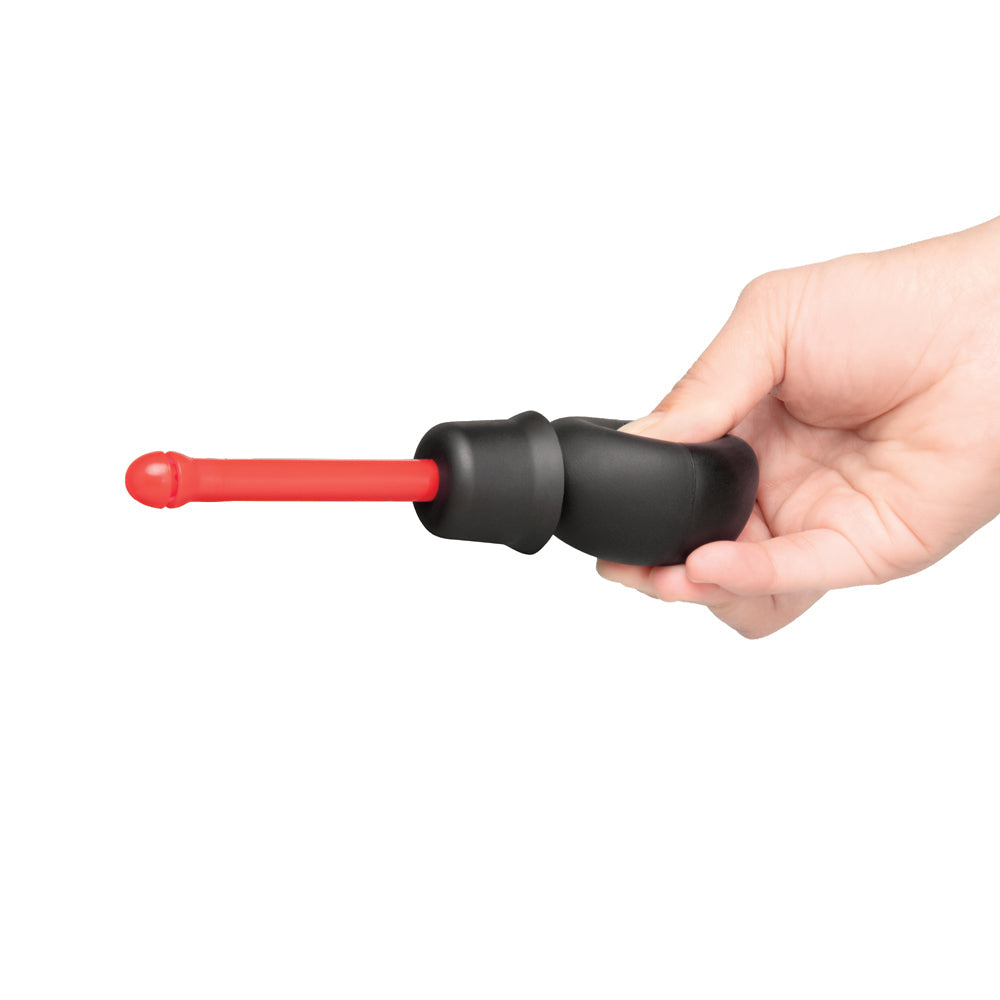 b-Vibe Essentials Mini Travel Enema Set 30 ml hand-held enema with red tip for anal hygiene on the go.