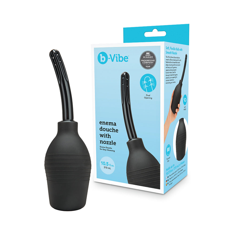 b-Vibe Essentials Enema Douche With Nozzle 310 ml Black for comfortable and discreet cleansing.