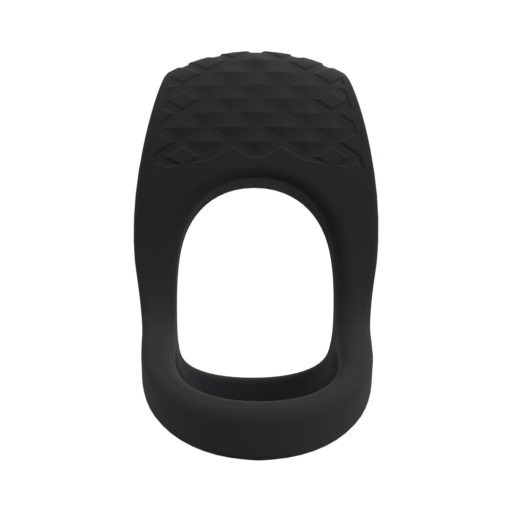 Screaming O Big O Pro Strapped Vibrating Cock Ring Black showcasing premium silicone design and comfortable fit.