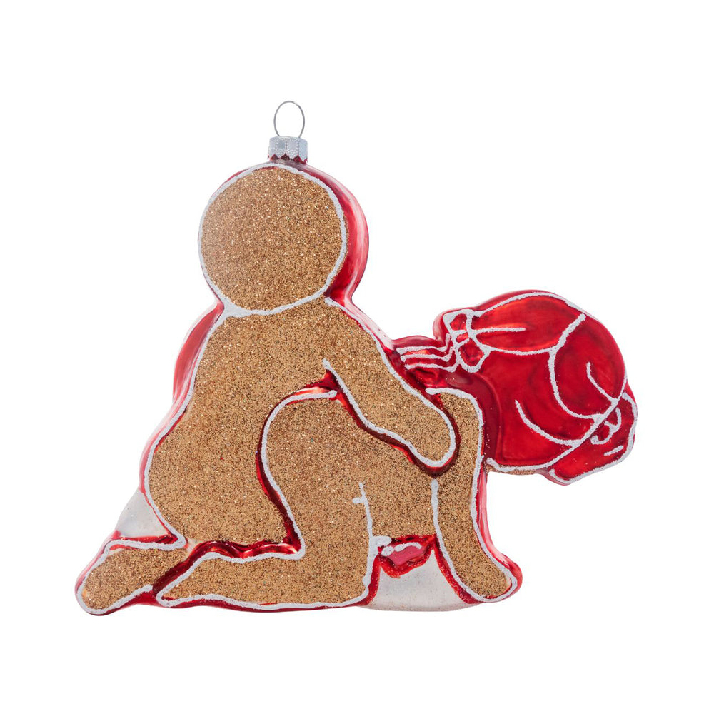 Cheeky Pornament Ginger Style Christmas Ornament depicting a playful gingerbread design for holiday decor.