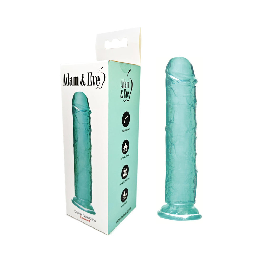 Adam & Eve Crystal Gem 7 Inch Suction Cup Dildo Emerald