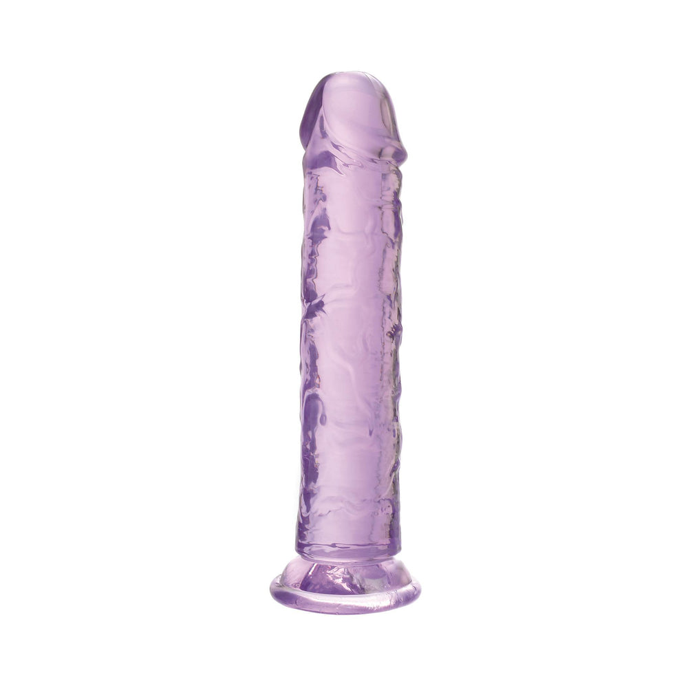 Adam & Eve Crystal Gem 7 Inch Dildo Amethyst in rich amethyst color, featuring a defined head and textured shaft.