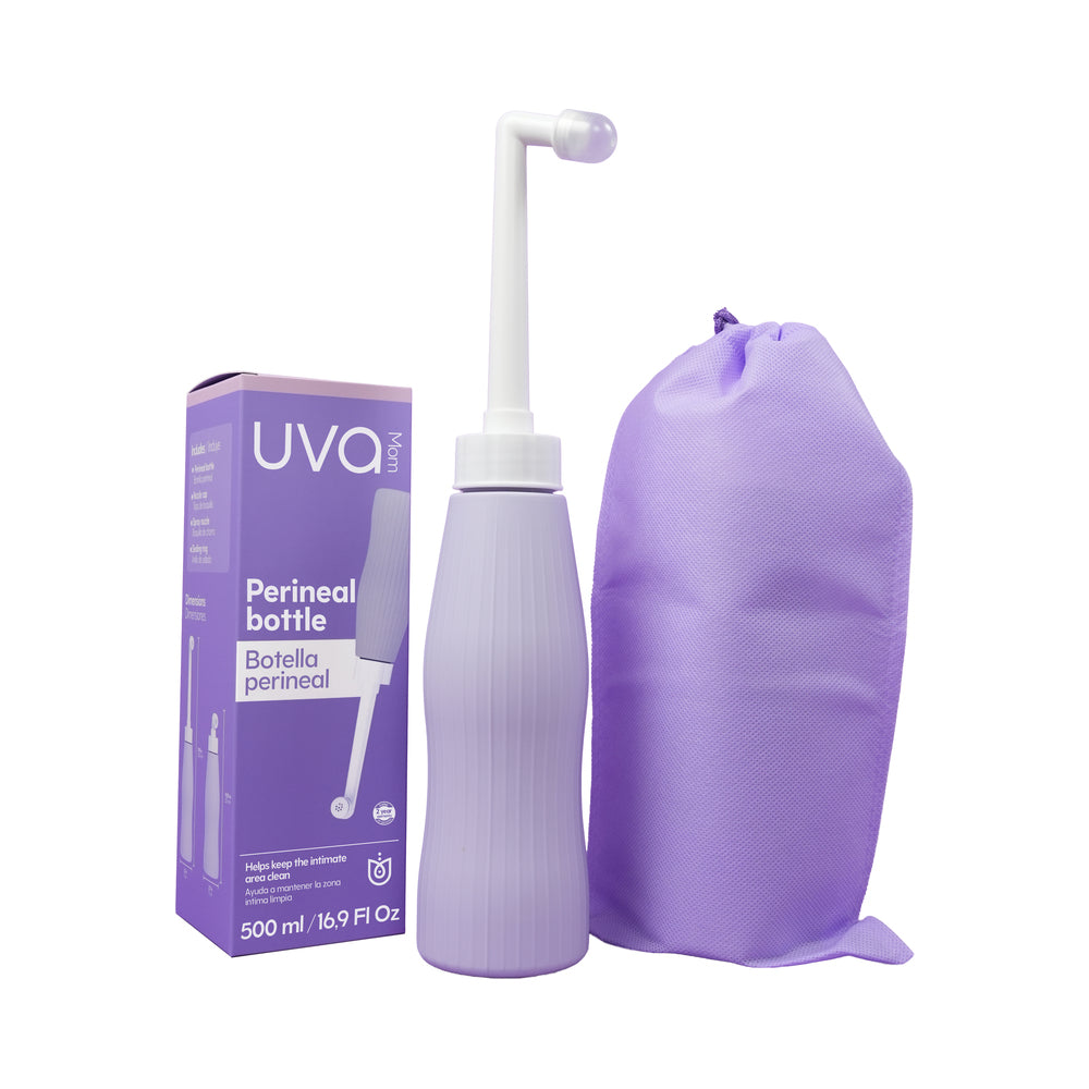 Uva Vaginal & Perineal Wash Bottle with angled nozzle and storage pouch for gentle personal cleansing.