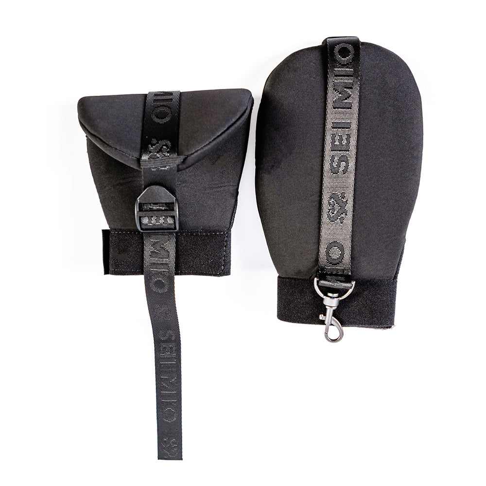 Sei Mio Getting Out Of Hand Bondage Mittens in black, designed for playful bedroom restraint and power exchange.