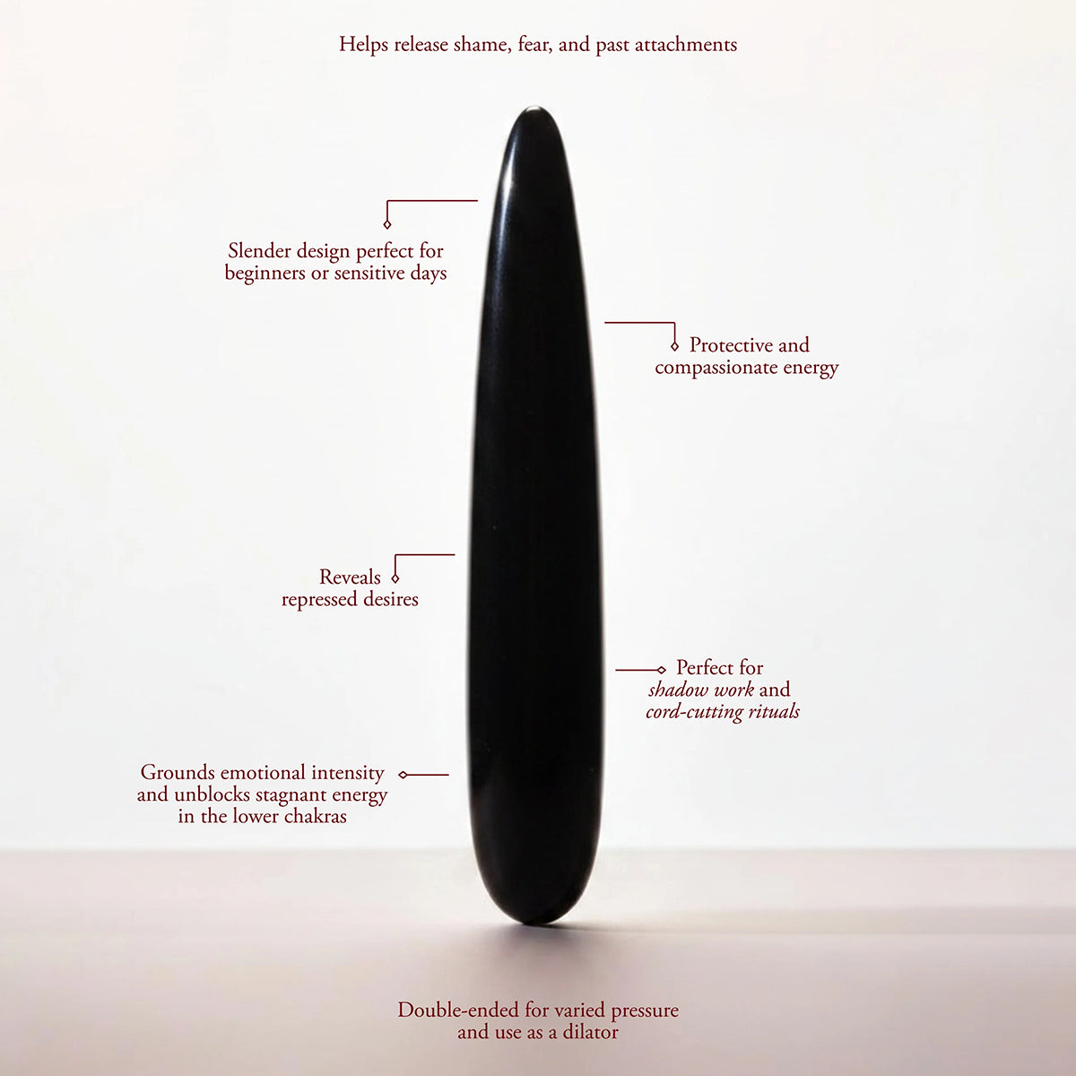 Chakrubs Xaga Slim Non-Phallic Dildo with slender design for beginners and emotional grounding properties.