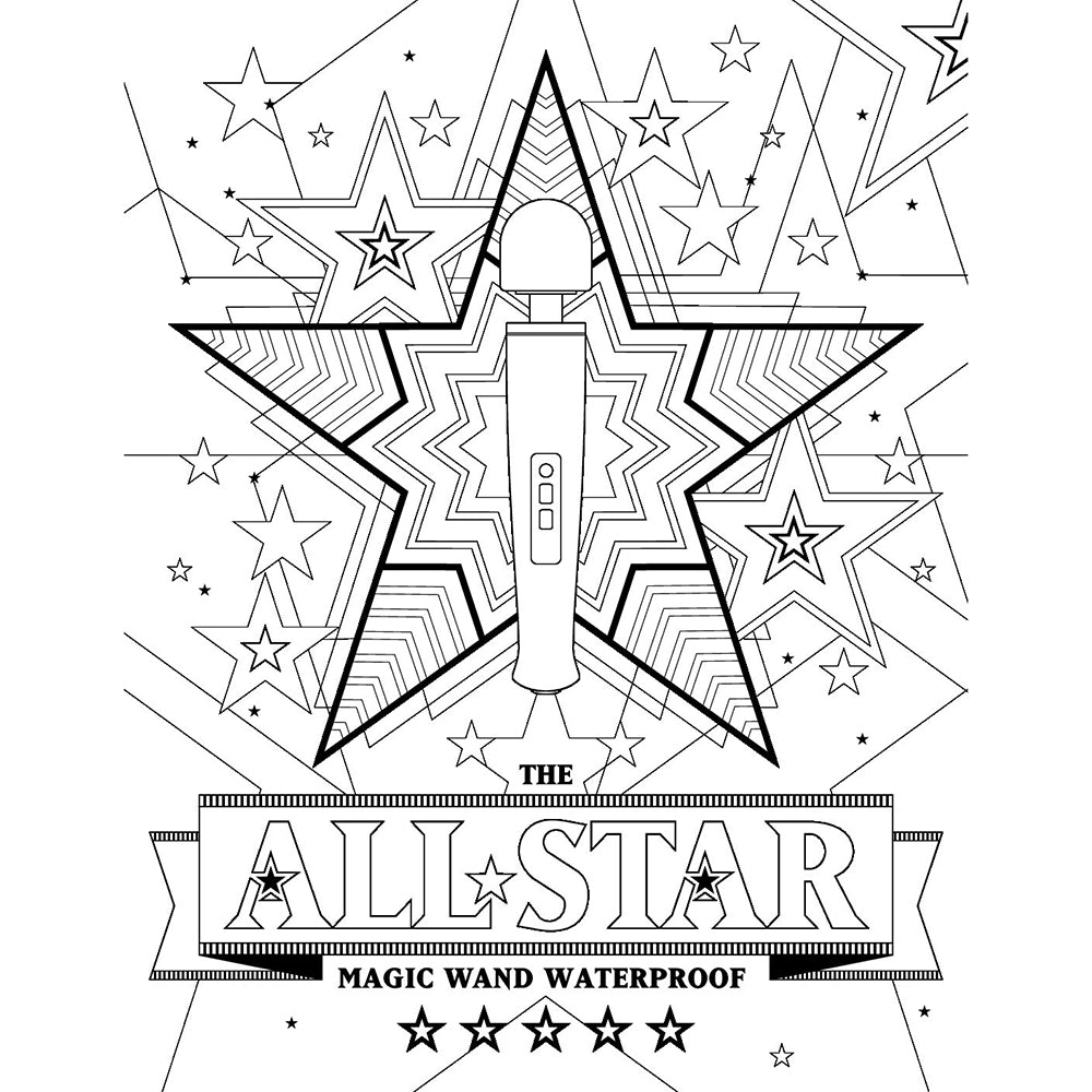 Celebrating An Icon The Magic Wand Coloring Book line art featuring the All Star Magic Wand Waterproof in a star-themed design.
