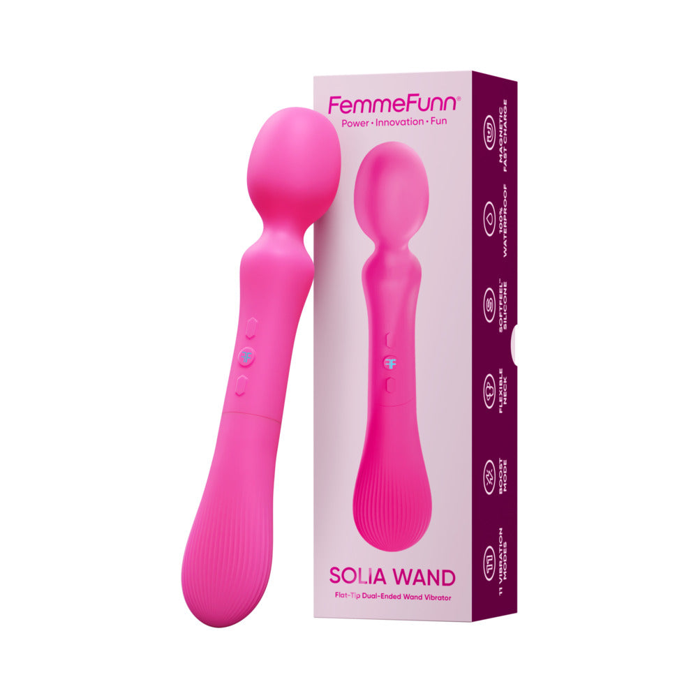 FemmeFunn Solia Wand Massager Pink with its modern design and feminine look for full-body relaxation and pleasure.