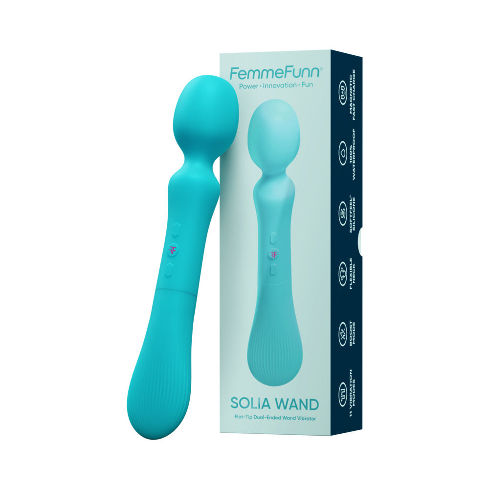 FemmeFunn Solia Wand Massager Turquoise in a sleek design with a vibrant turquoise finish.