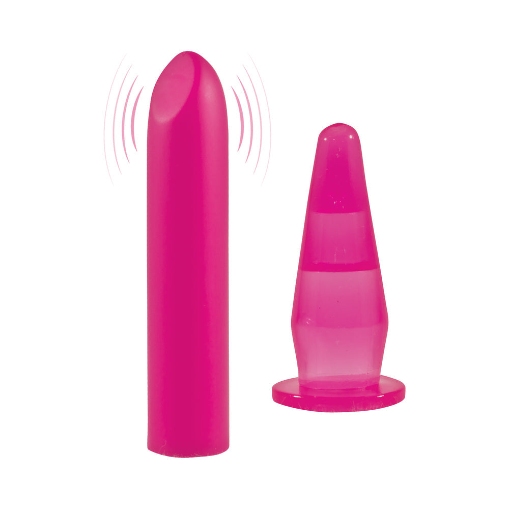 Nasstoys Smart-Ass Anal Plug Assortment Pink features a vibrating plug and mini plug for versatile anal exploration.