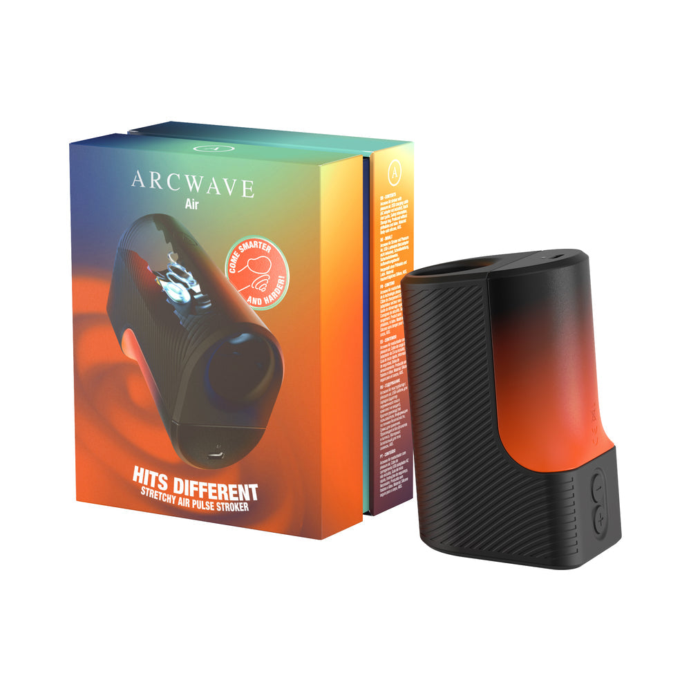 Arcwave Air Pulse Masturbator Black with packaging, showcasing ergonomic design and air pulse technology.