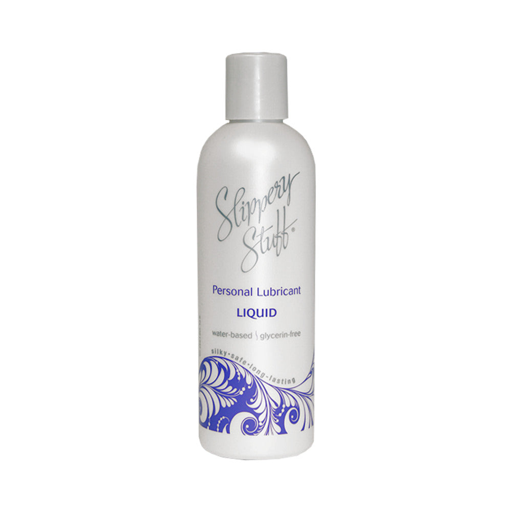 Slippery Stuff Liquid Water-Based Lubricant 8 Oz bottle featuring a sleek design and lightweight formula.