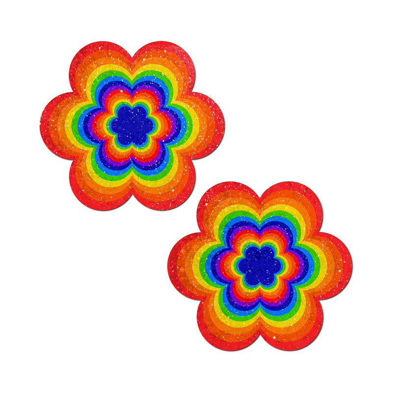 Pastease Rainbow Daisy Nipple Pasties featuring vibrant rainbow flower design to add color and style.