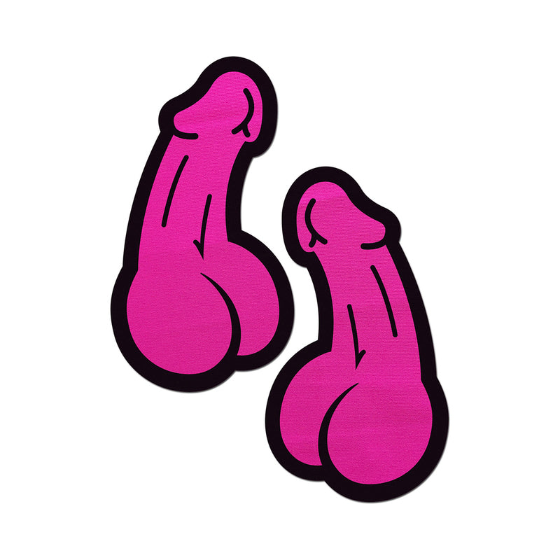 Pastease Penis Nipple Pasties Neon Pink design featuring fun and bold penis shapes in neon pink color.