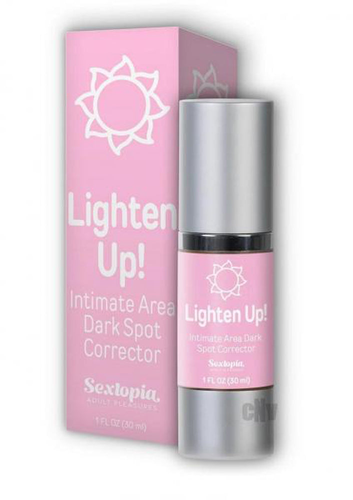 Lighten Up Dark Spot Corrector 1 Oz product packaging showcasing intimate area skin corrector gel by Sexlotopia.
