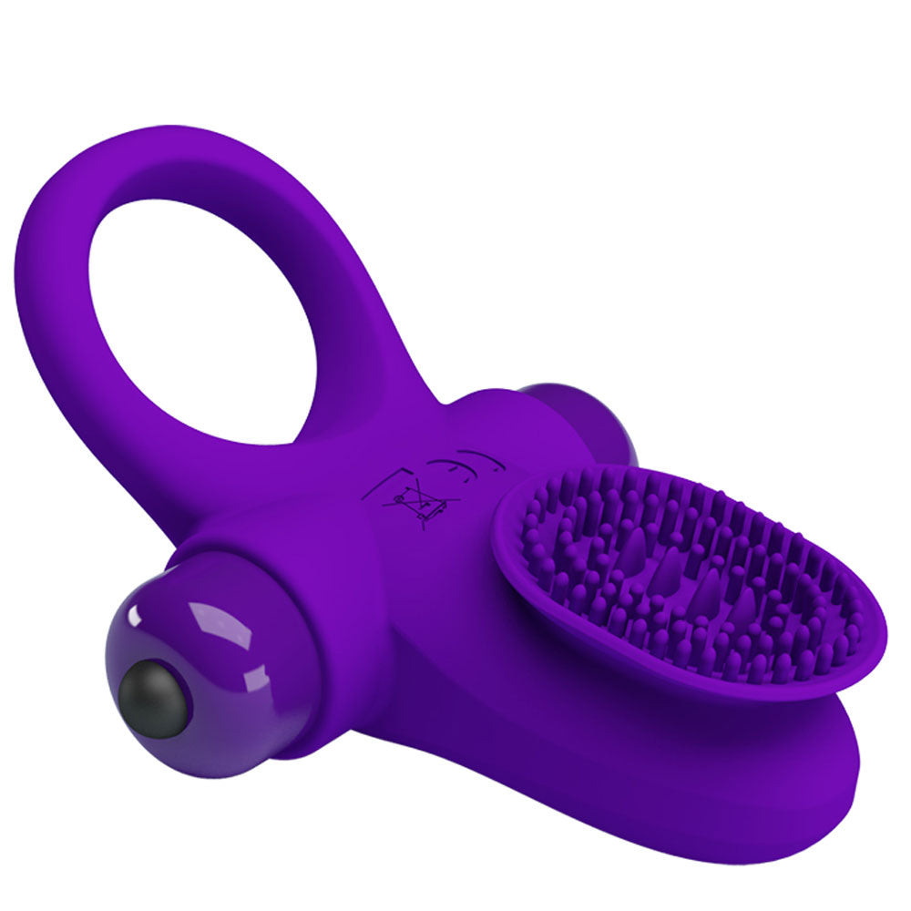 Pretty Love Vibrating Cock Ring II Purple with textured silicone surface for enhanced pleasure.