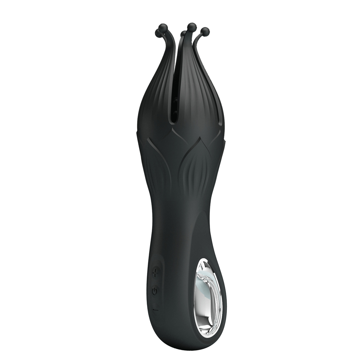Pretty Love Arella Multi Petal Stimulator Black with flexible petals for exciting male pleasure.