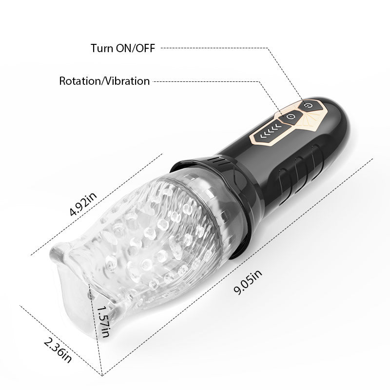Cyclone Oral Sex Masturbator Male Stroker with ergonomic design and rotating feature for enhanced pleasure.