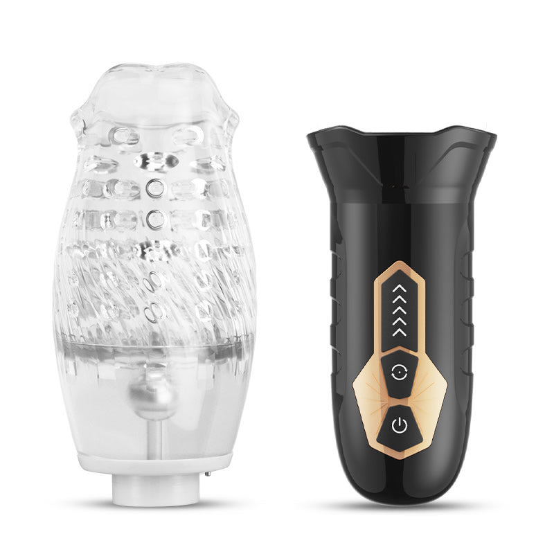 Cyclone Oral Sex Masturbator Male Stroker - clear sleeve and ergonomic handheld design for enhanced pleasure.