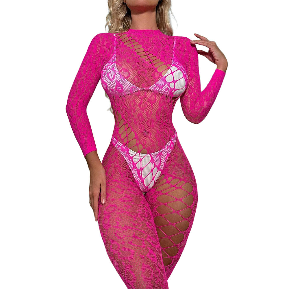 Black Pearl Leopard Lace Catsuit Pink featuring bold leopard styling and delicate lace for a confident, playful look.