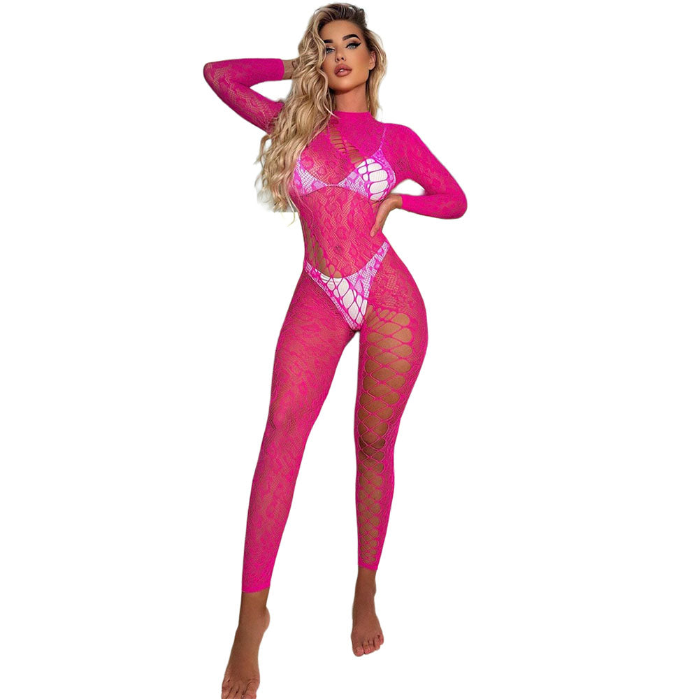 Black Pearl Leopard Lace Catsuit Pink showcasing bold leopard and lace styling in a daring design for confidence and seduction.