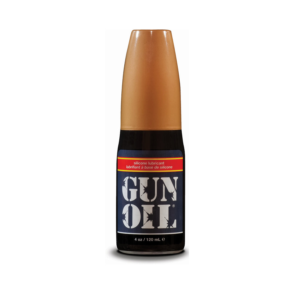 Gun Oil Silicone Lubricant 4 Oz bottle with silicone-based formula for smooth glide and water resistance.