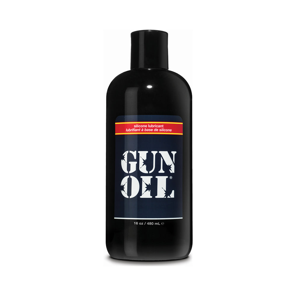 Gun Oil Silicone Lubricant 16 Oz bottle, premium silicone-based lubricant for long-lasting performance and smooth glide.