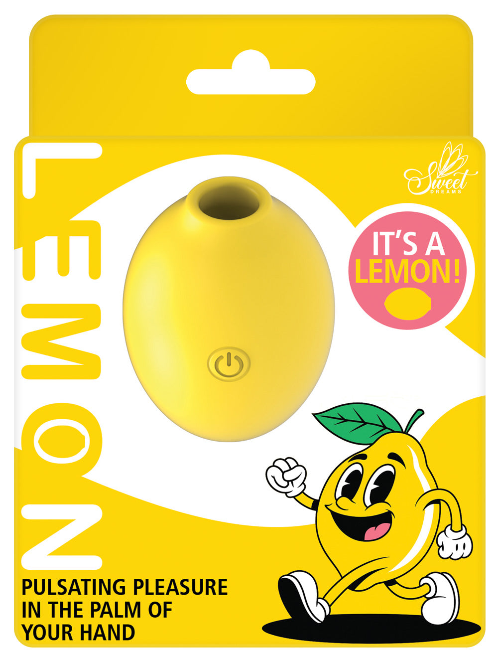Lemon Pulsating Air Suction Massager in playful lemon design, showcasing its compact shape and easy-to-use features.