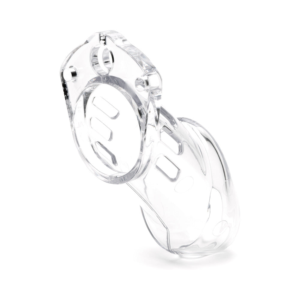 CB-6000 Clear Male Chastity device made of lightweight medical-grade polycarbonate for secure containment.
