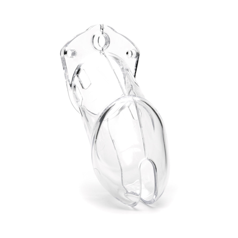 CB-6000 Clear Male Chastity device showcasing its lightweight and transparent design for secure containment.
