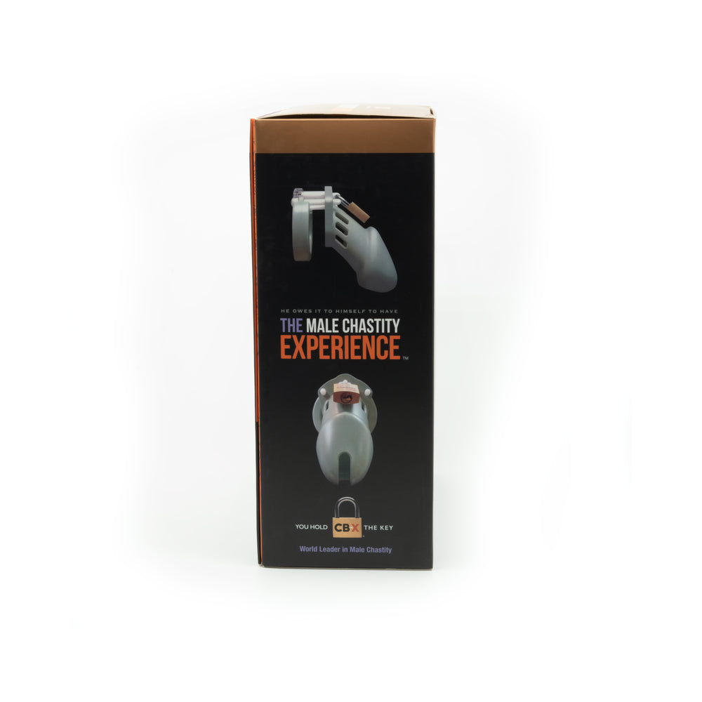 CB-6000 Clear Male Chastity box design showcasing the device and label for the male chastity experience.