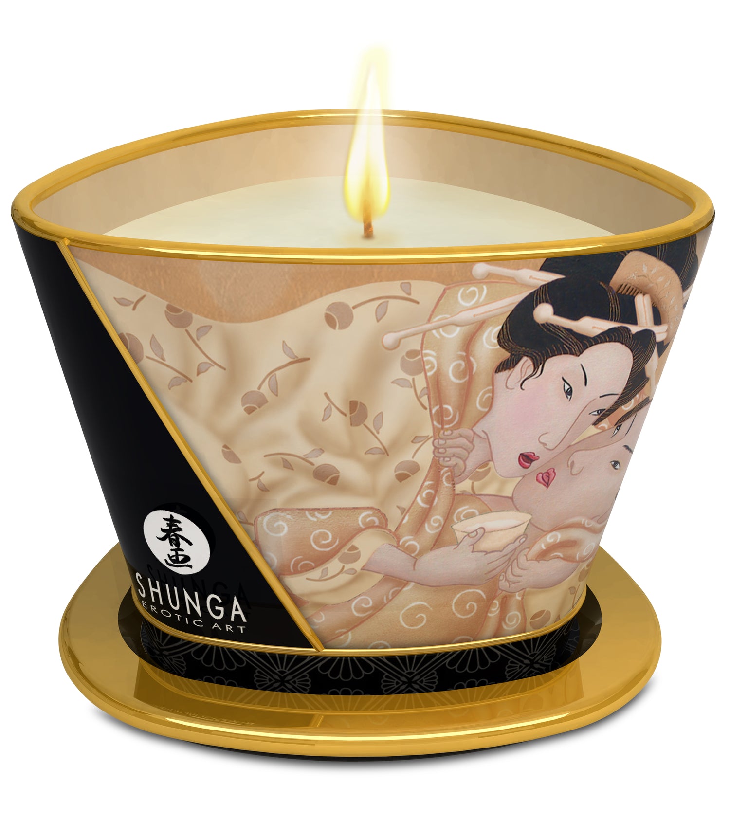 Shunga Massage Candle Desire Vanilla 5.7 Oz with unique design and soft flame for massage and ambiance.