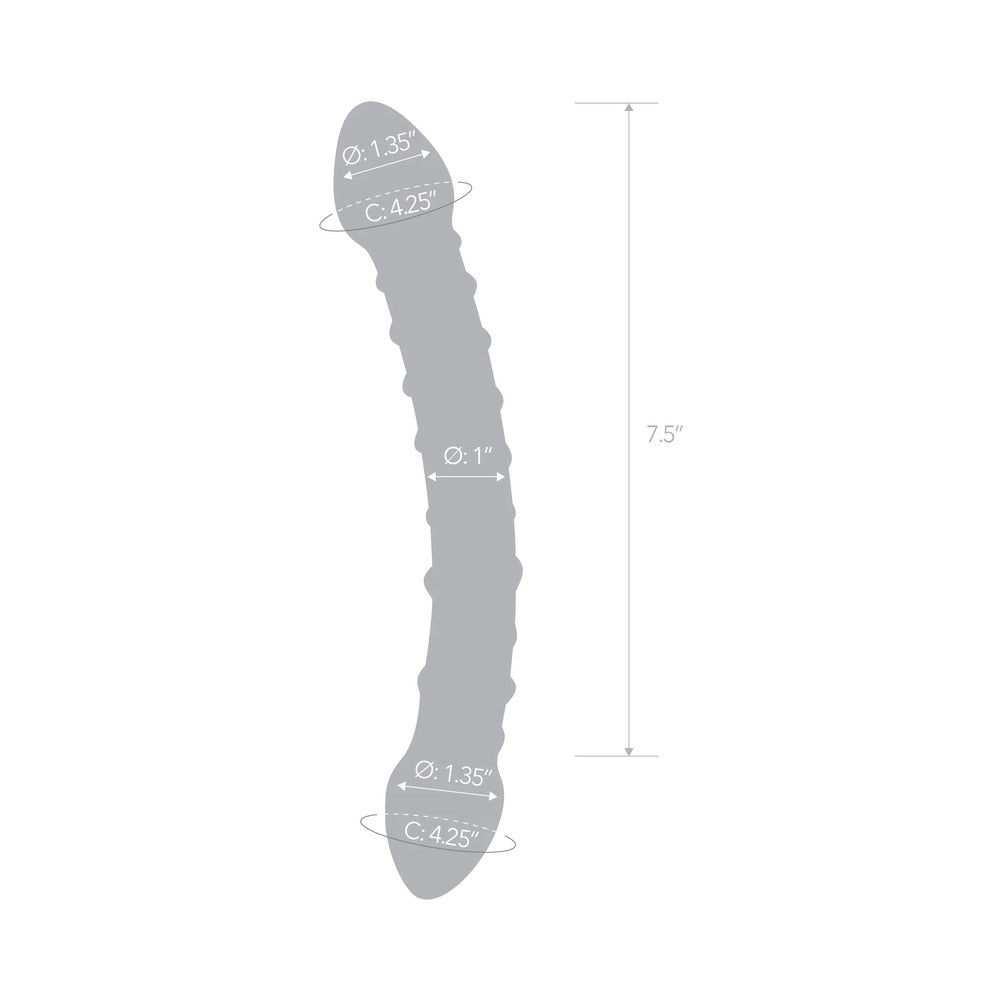 Double Trouble Glass Dildo 10 inches dimensions illustration showing size and shape features.