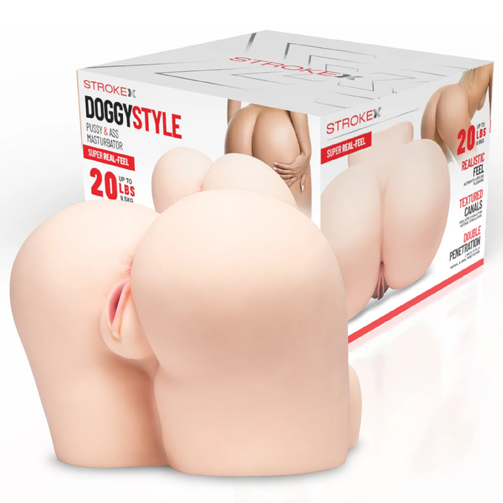 Stroke-x Doggystyle Pussy & Ass Masturbator Cream featured with realistic design and double entry points.