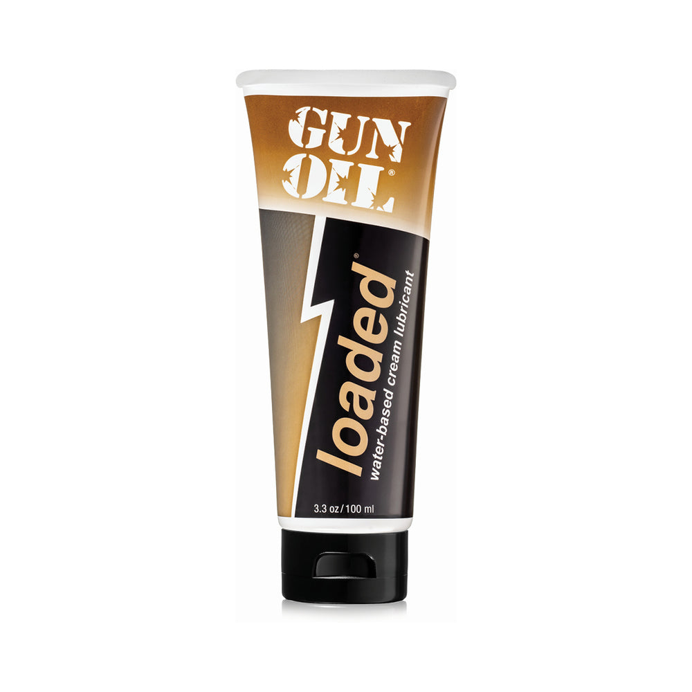 Gun Oil Loaded Hybrid Cream Lubricant 3.3 Oz tube with water-based formula for smooth glide and comfort.