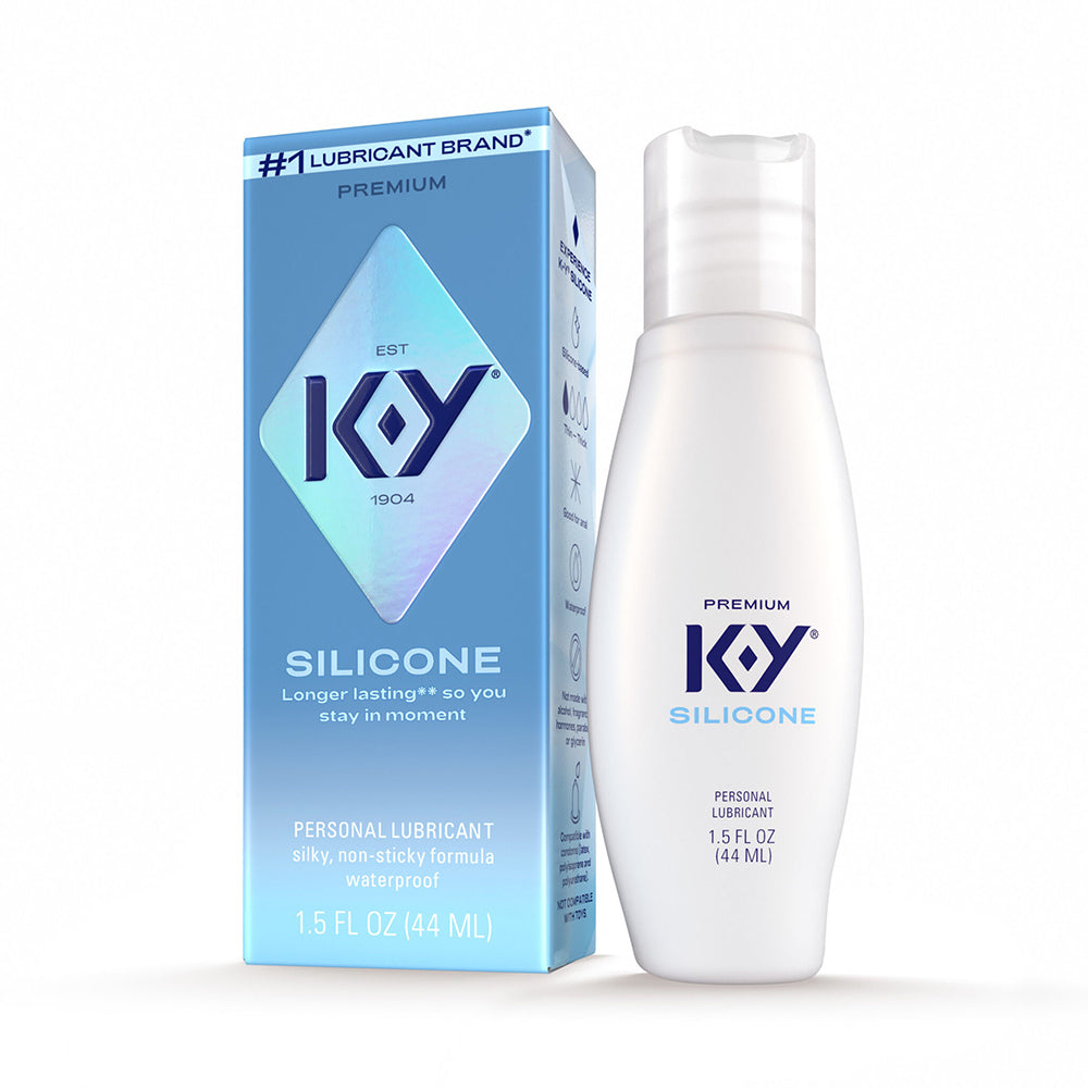 K-Y True Feel Premium Silicone Gel Lubricant 1.5 Oz with premium silicone formula packaging and bottle.
