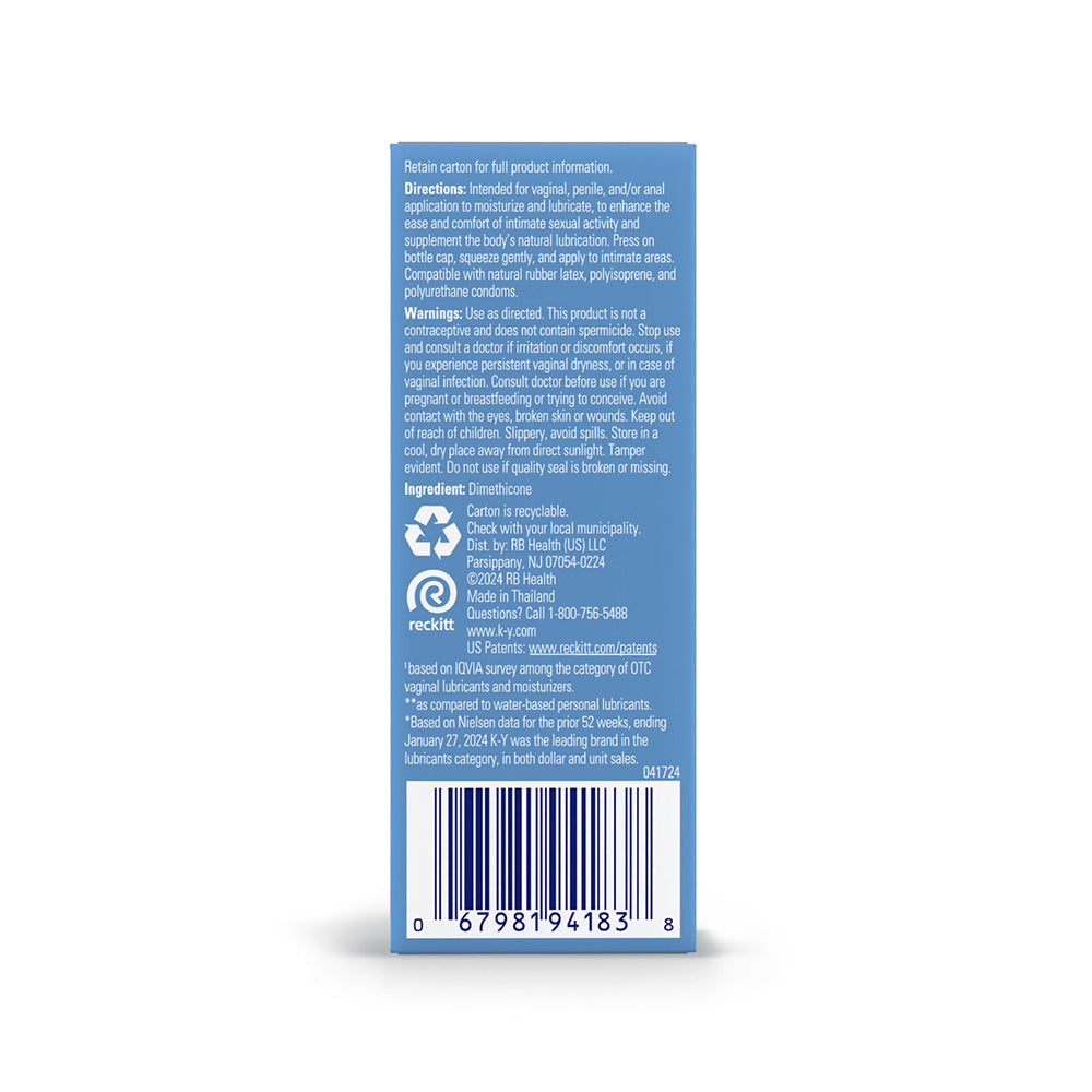 K-Y True Feel Premium Silicone Gel Lubricant 1.5 Oz product information and usage instructions.