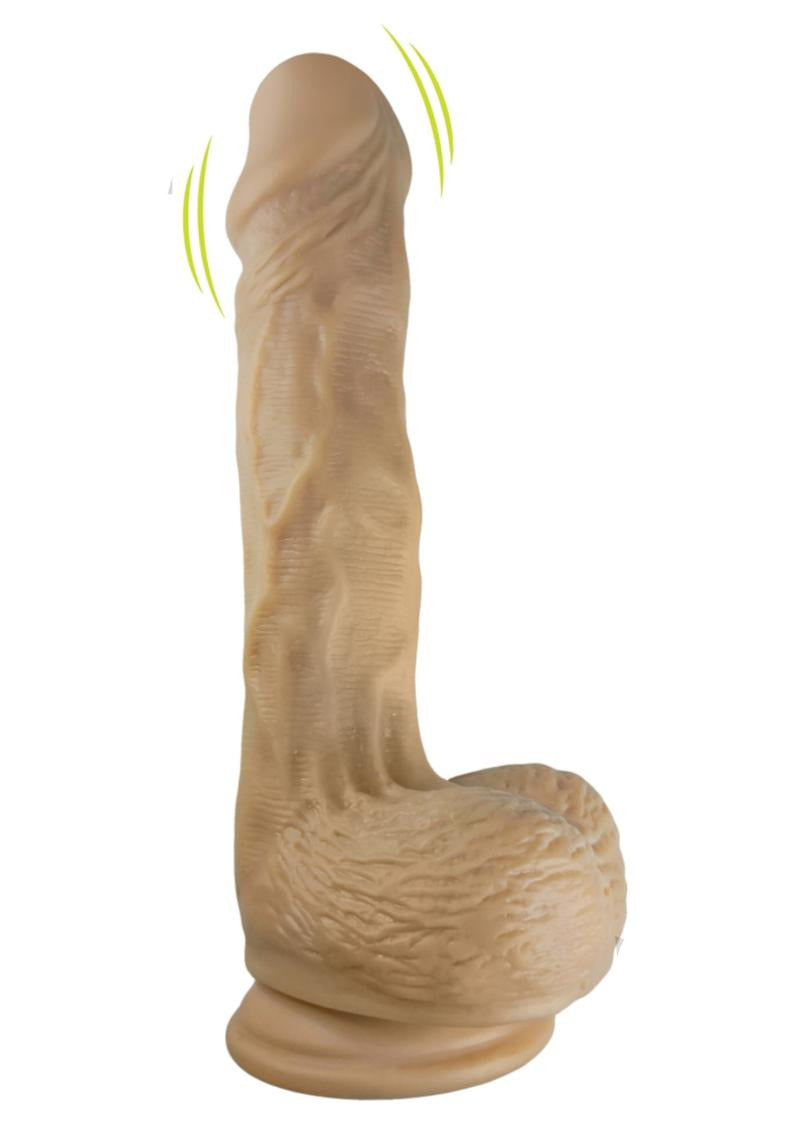 Skinsations Sidewinder Waves & Vibration Dildo 9 inch with Remote, realistic texture and wave movement design.
