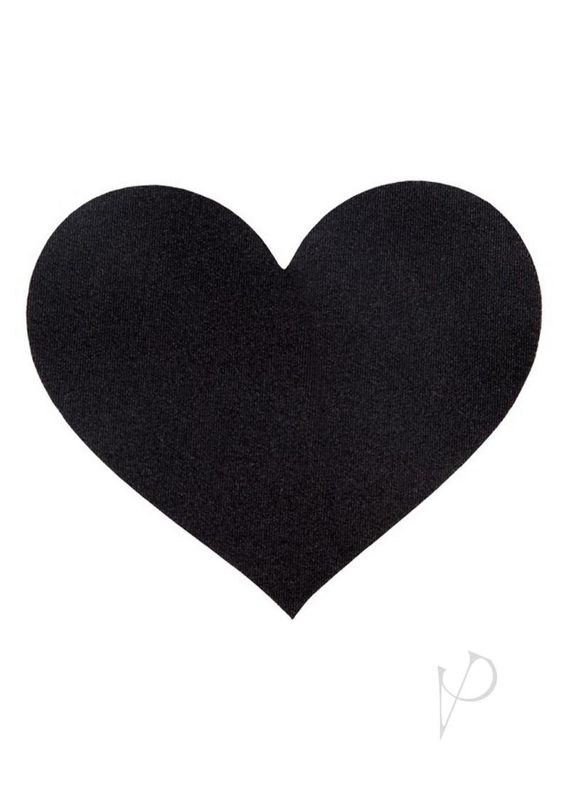 Peekaboo Classic Black Hearts Pasties in the shape of a sleek black heart on a white background.