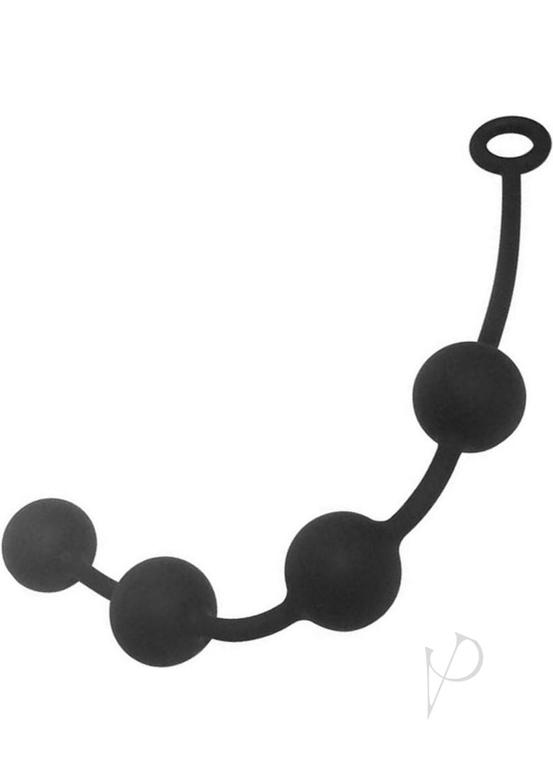 Boneyard Ass Ballz Silicone Anal Beads Medium Black, featuring 4 insertion balls on a flexible silicone body.