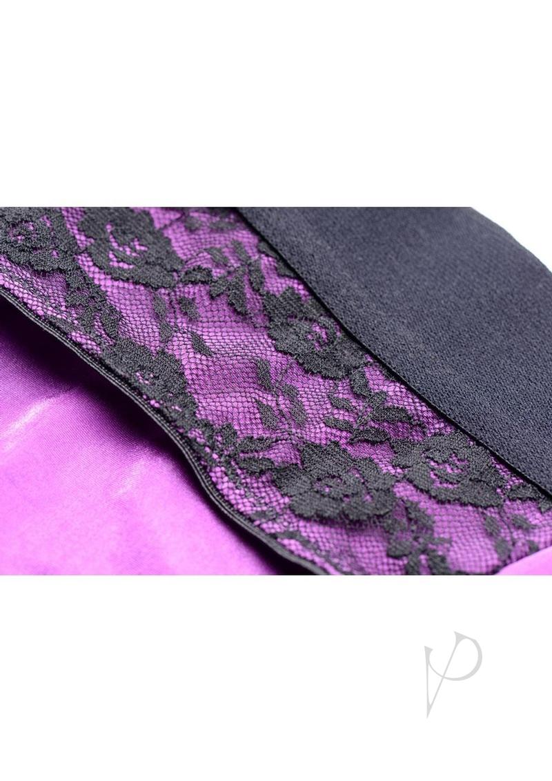 Strap U Lace Envy Crotchless Panty Harness Small Medium close-up showing lace detail and fabric texture