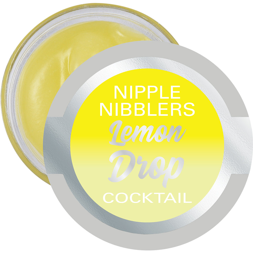 Nipple Nibblers Cocktail Lemon Drop 3 gm flavored balm in a round container with a vibrant yellow label.