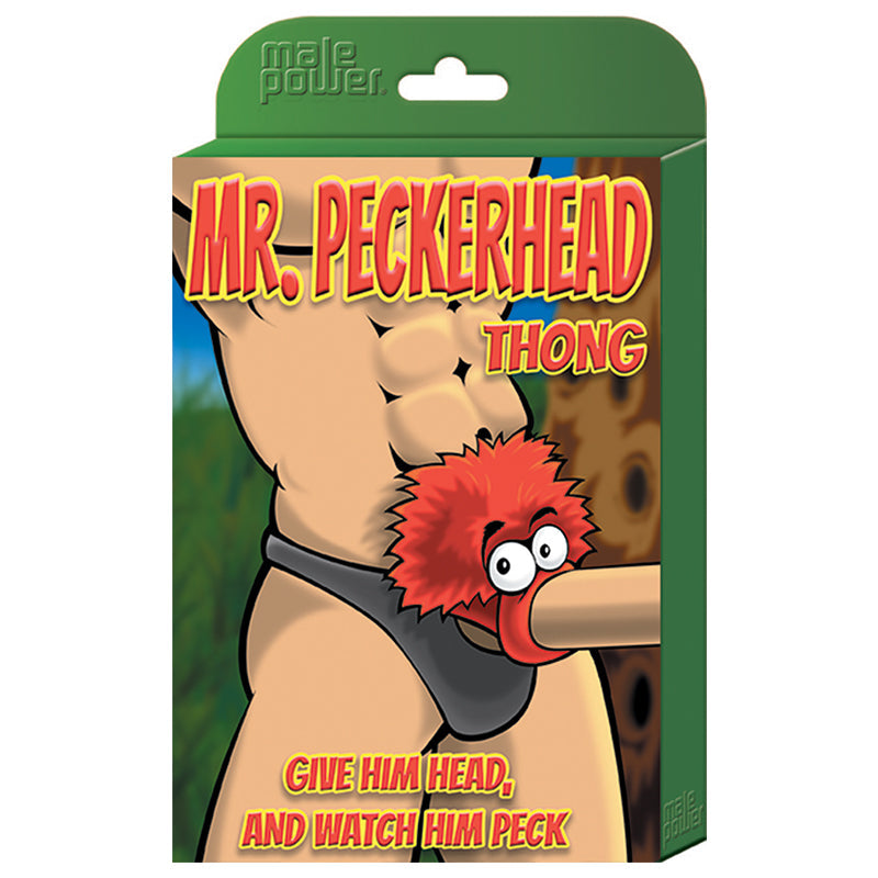 Male Power Novelty Mr Peckerhead Thong Black One Size