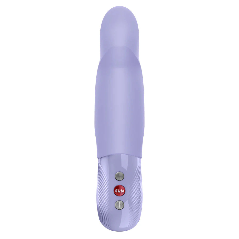 Fun Factory Stronic G Forte Thrusting Pulsator Purple showing ergonomic design and control buttons.