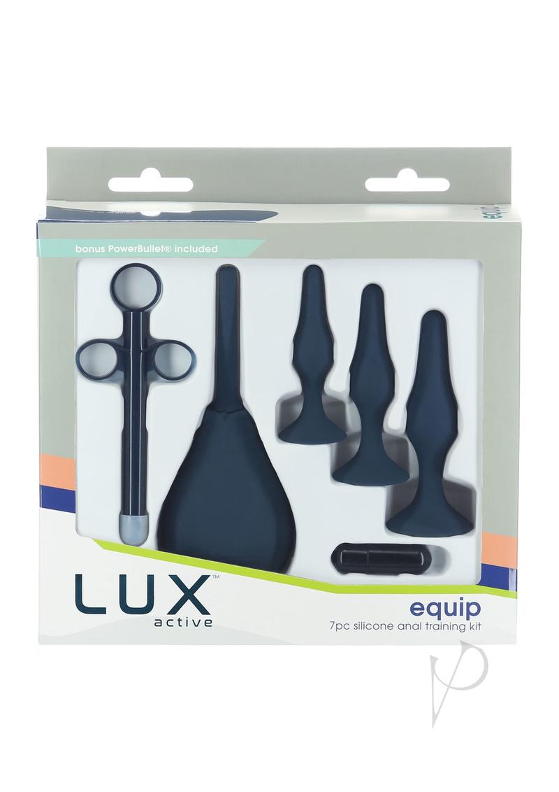 LUX Active Equip Anal Explorer Kit Blue with silicone plugs and accessories for comfortable anal play.