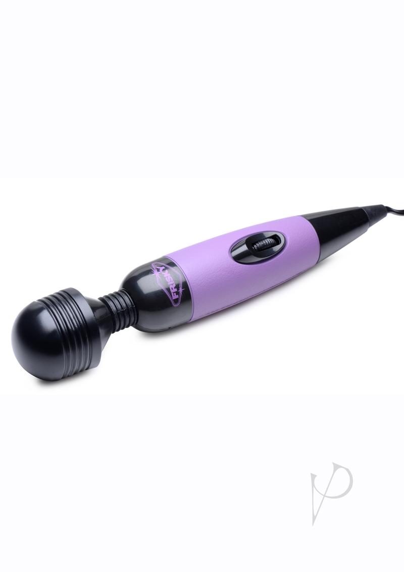 Frisky Playful Pleasure Plug In Wand Massager Purple with a sleek design and adjustable speed controls.